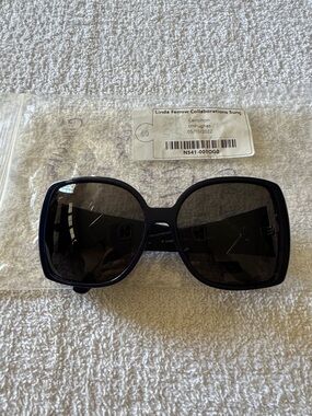 Linda Farrow Collaborations Dark Black Oversized Square Sunglasses